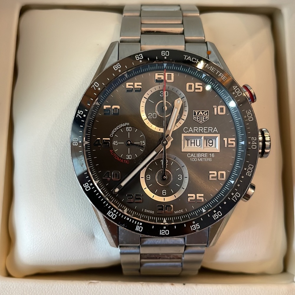 TagHeuer Mens Watch Automatic Chronograph Calibre 16 Stainless Steel NWOT